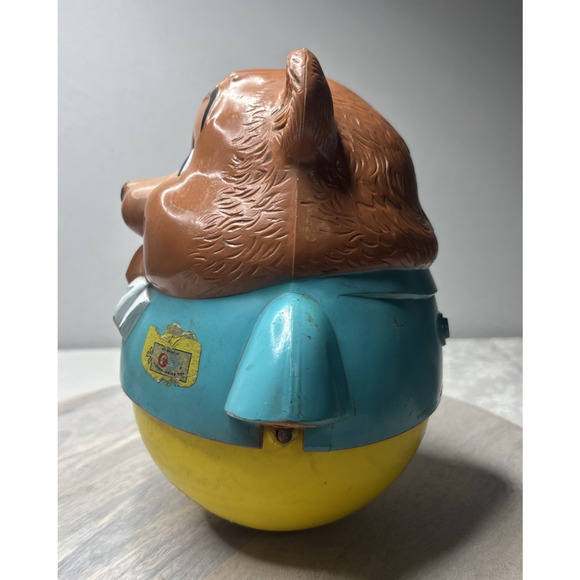 Vintage Roly Poly Bear Toy Fisher Price Playskool 1970s 1980s Wobble Weeble - Picture 2 of 9